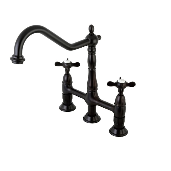 KS1275BEXBS Essex Bridge Kitchen Faucet W/ Brass Sprayer, Bronze